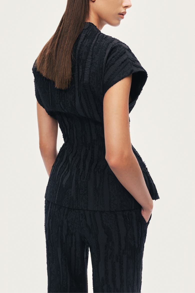 Textured Belted Vest, Alternate, color, Black