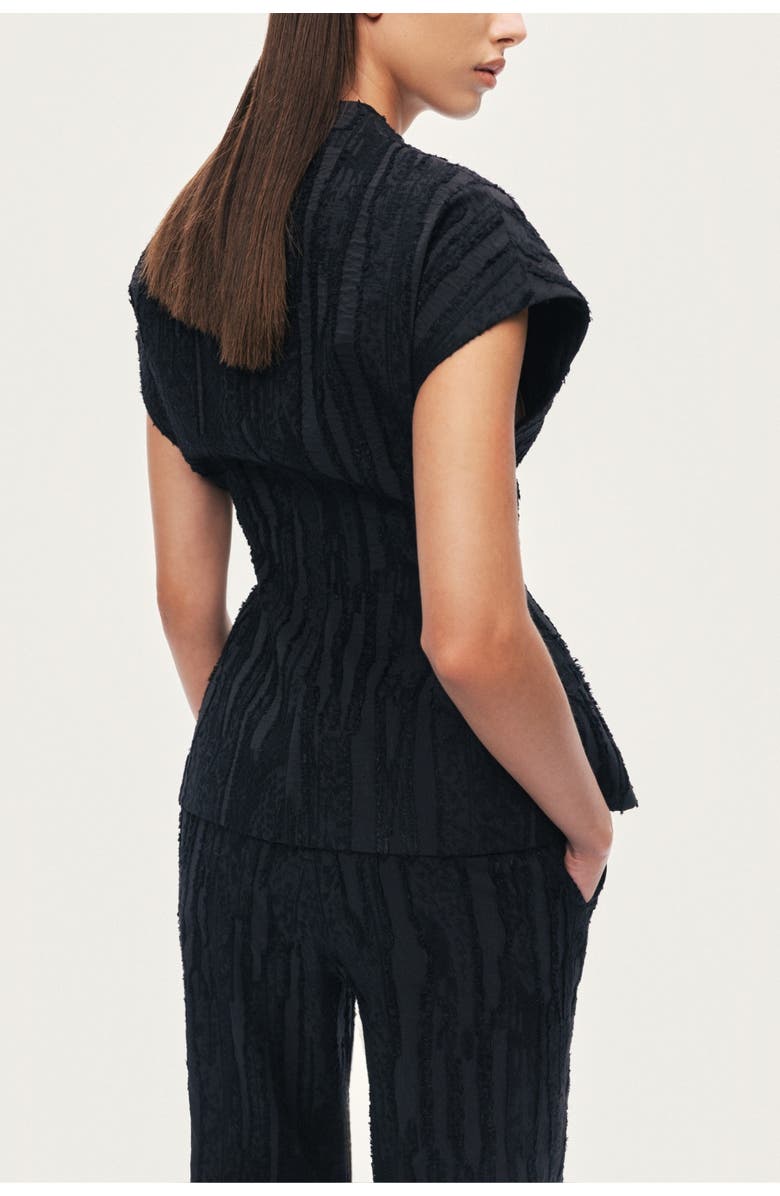 Nocturne Textured Belted Vest, Alternate, color, Black