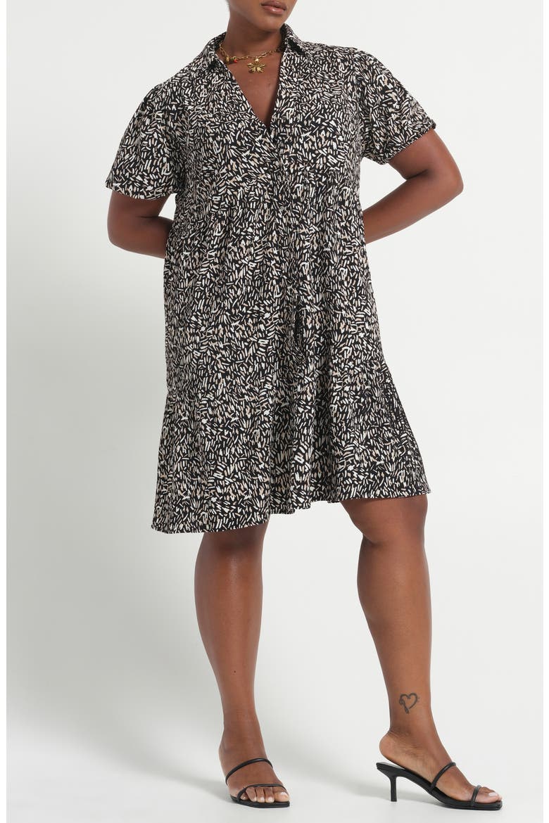 Abstract Print Jersey Dress, Alternate, color, BLACK/ NEUTRAL