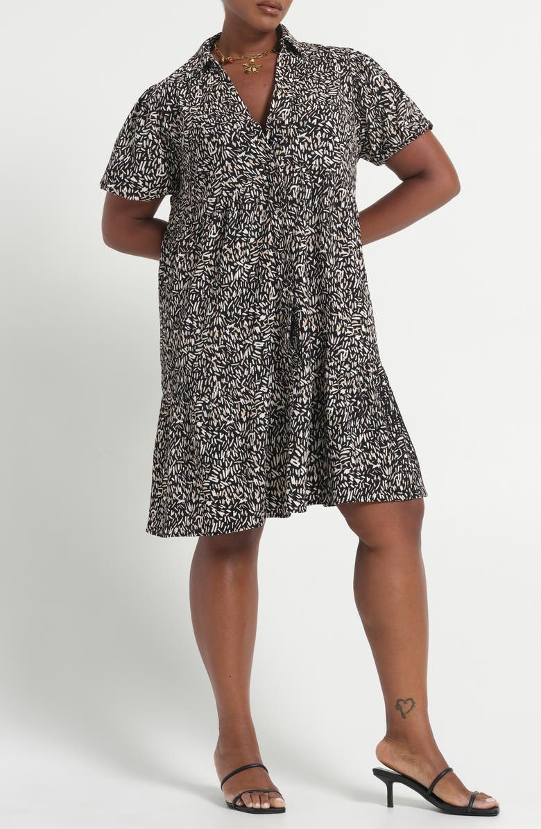 Estelle Abstract Print Jersey Dress, Alternate, color, Black/ Neutral