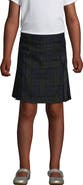 Lands' End School Uniform Girls Slim Side Pleat Plaid Skort Above Knee