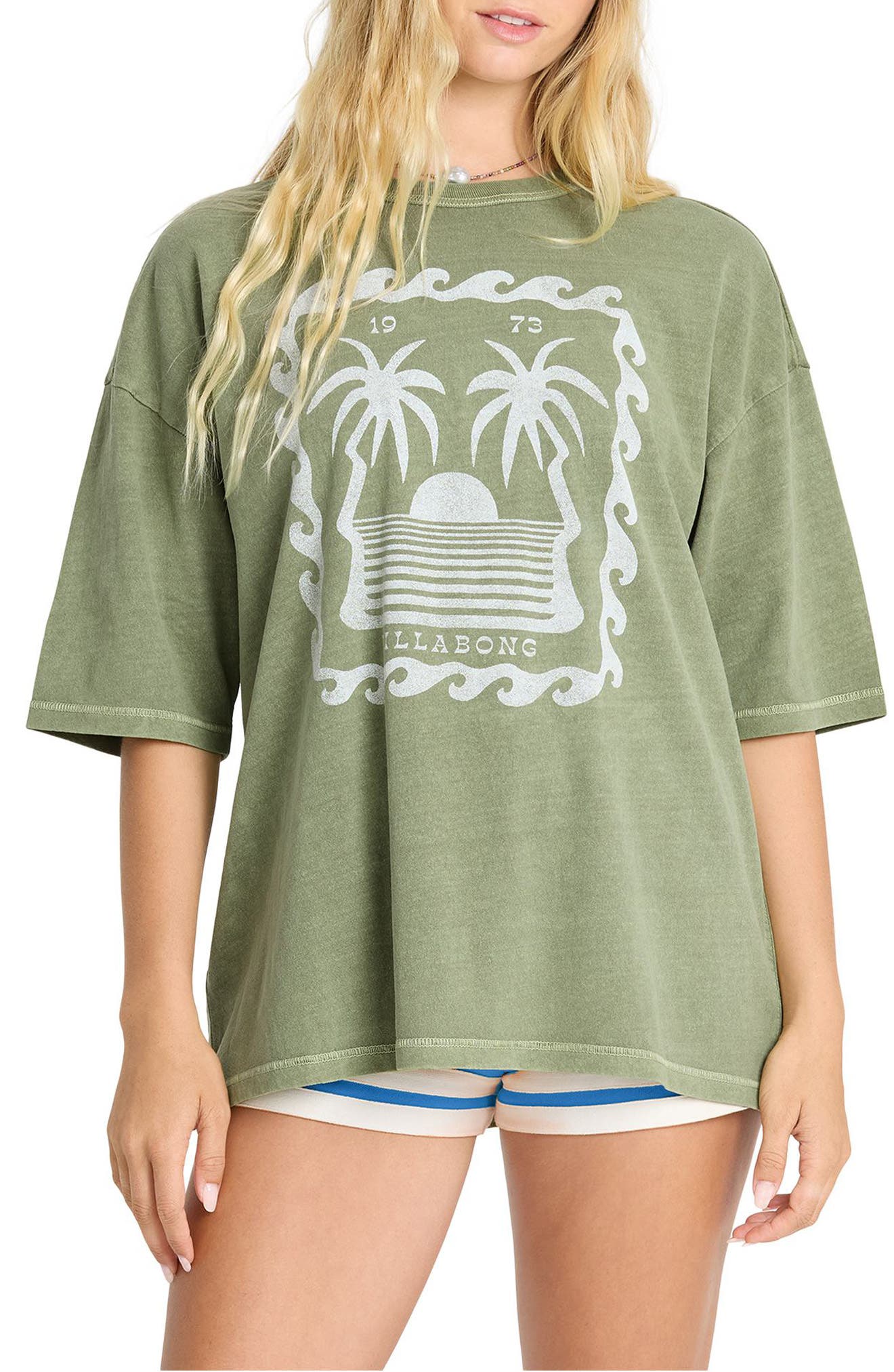 Billabong Wave Stamp Graphic T-shirt In Green