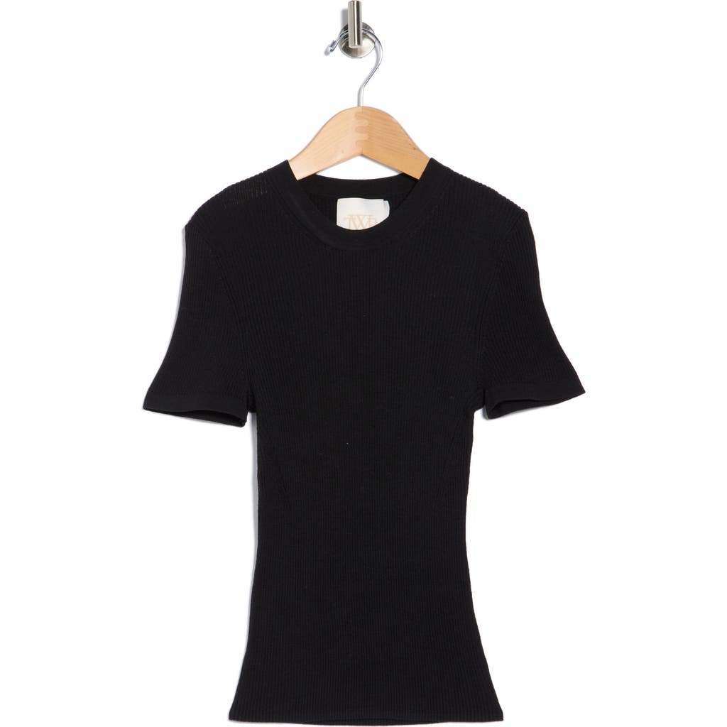 Twp Tease Short Sleeve Wool Sweater In Black