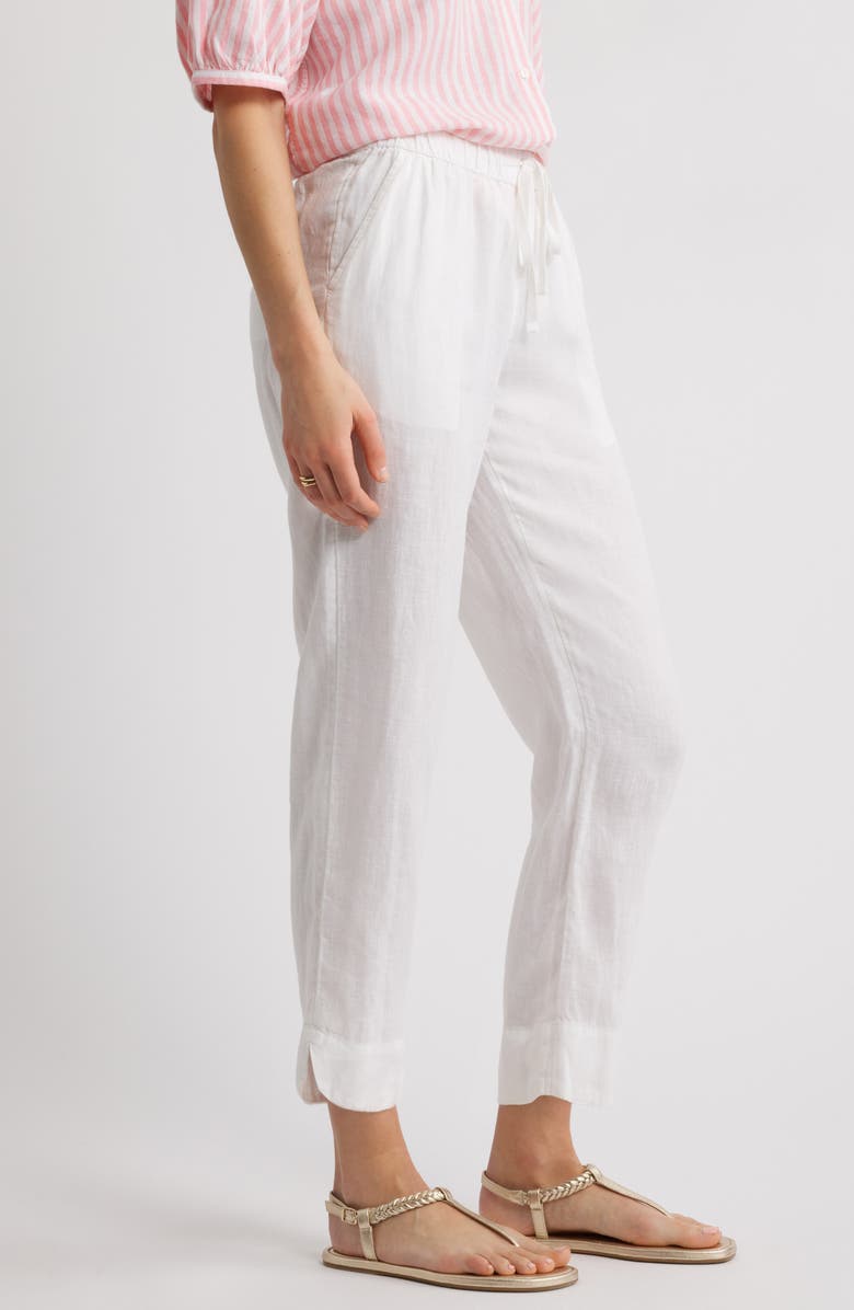 Caslon<sup>®</sup> Tie Waist Taper Linen Pants, Alternate, color, White