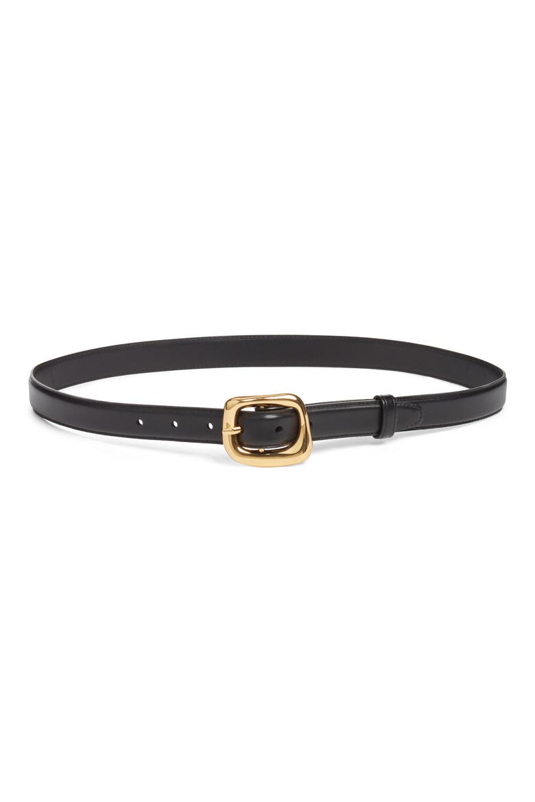 The Organic Buckle Leather Belt, Main, color, BLACK