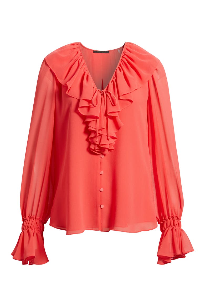 Joslyn Ruffle Top, Alternate, color, BRIGHT CORAL