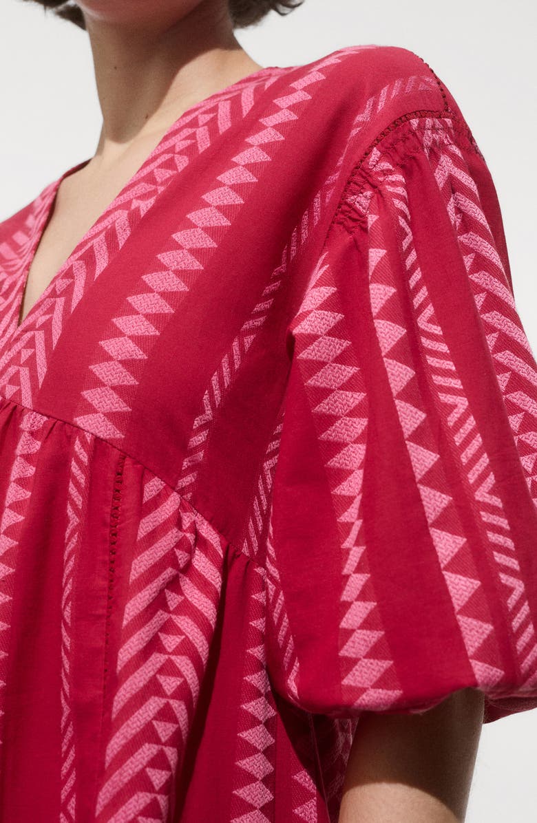 MANGO Geometric Print Dress, Alternate, color, Fuchsia