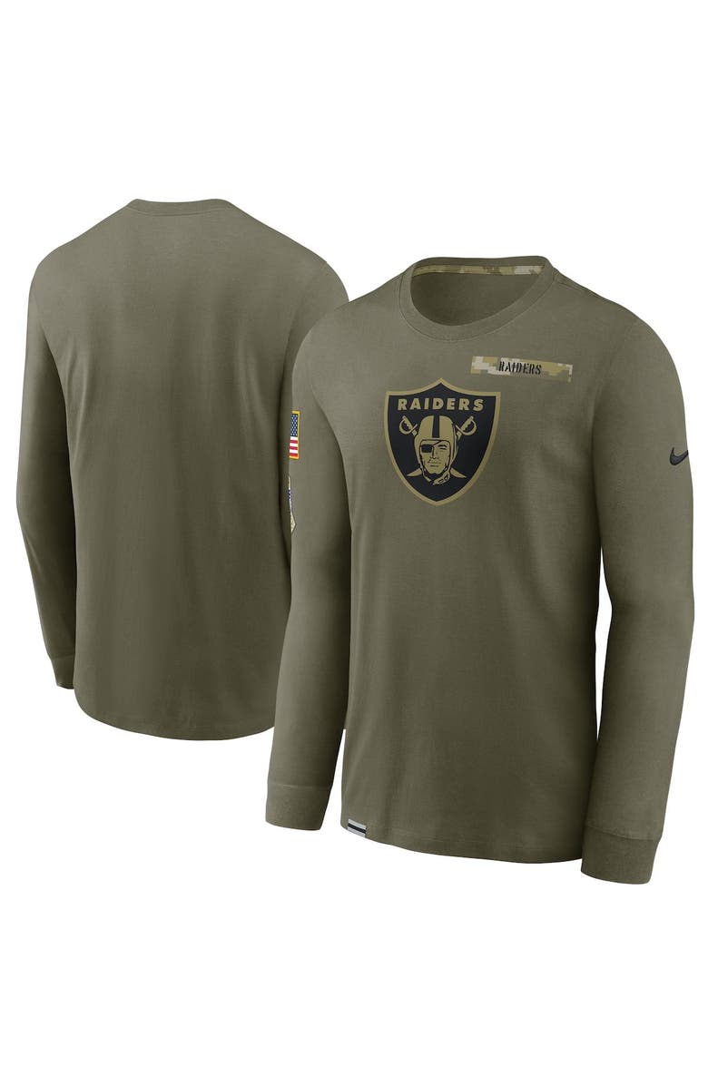 Nike Men's Nike Olive Las Vegas Raiders 2021 Salute To Service Performance Long Sleeve T-Shirt, Main, color, 