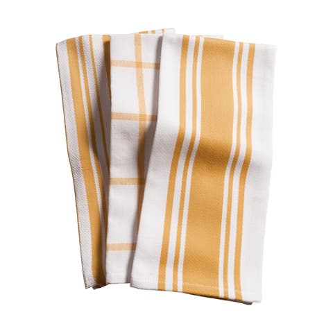 Centerband/Basketweave/Windowpane Kitchen Towels, Set of 3