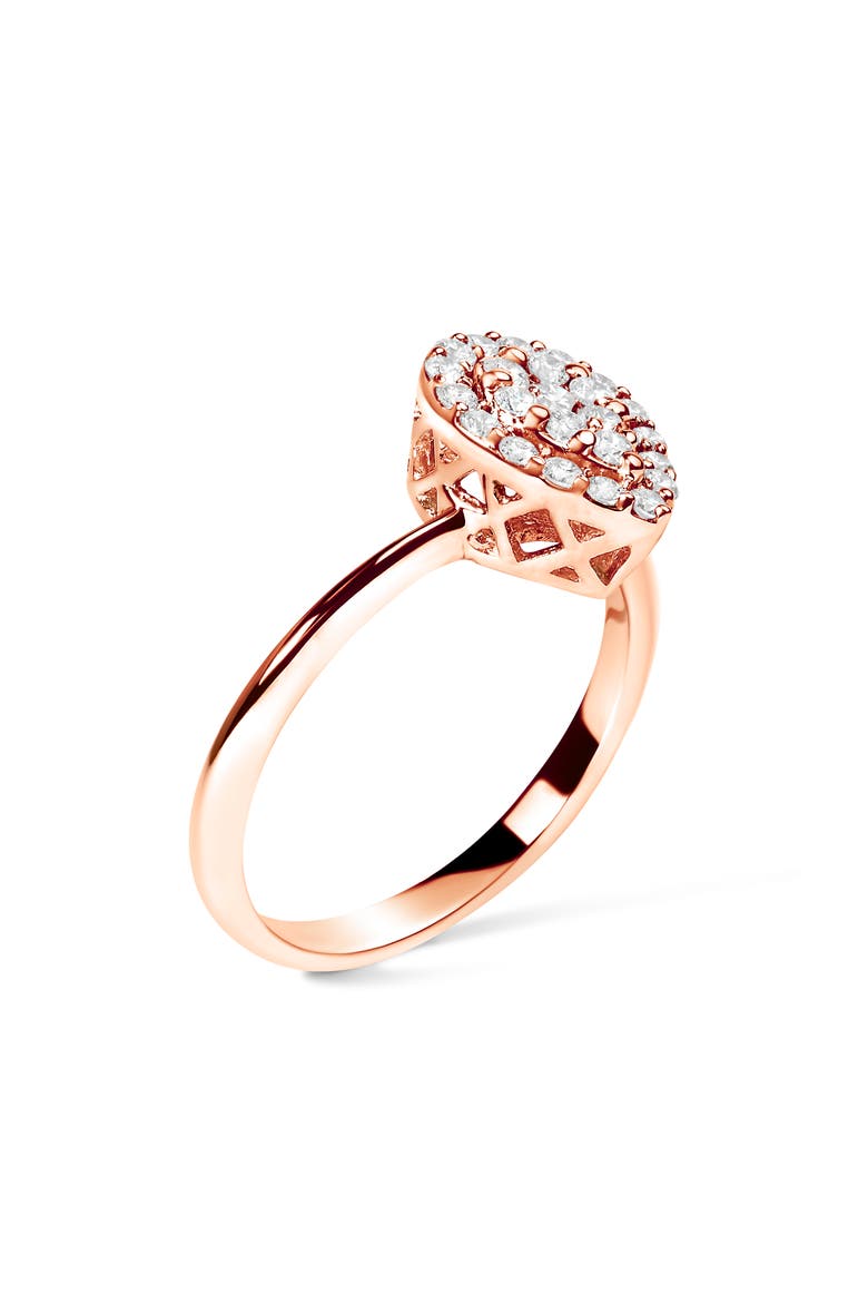 10K Rose Gold 3/8 Cttw Round-Cut Diamond Pear Halo Promise Ring, Alternate, color, Rose Gold