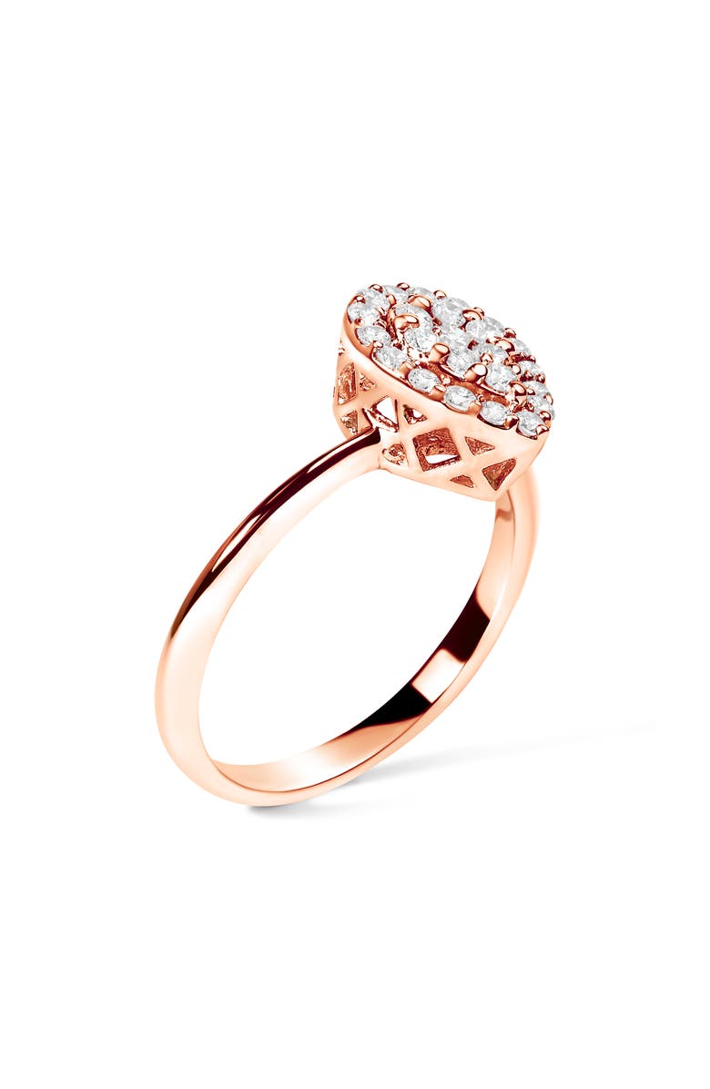 Haus of Brilliance 10K Rose Gold 3/8 Cttw Composite Diamond Pear Shaped Halo Promise Ring, Alternate, color, Pink