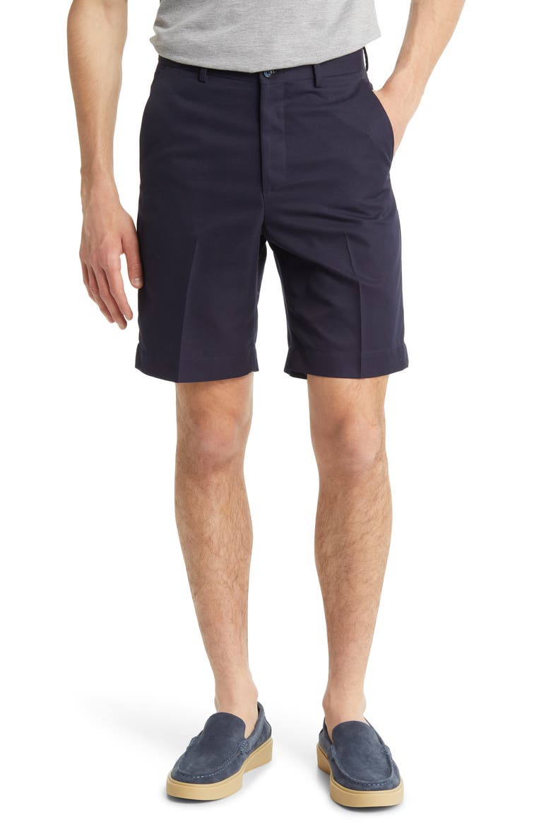 Flat Front Shorts, Main, color, NAVY