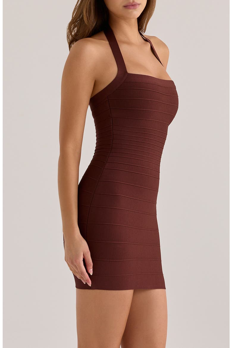 The Silhouette Halter Neck Bandage Minidress, Alternate, color, CHOCOLATE