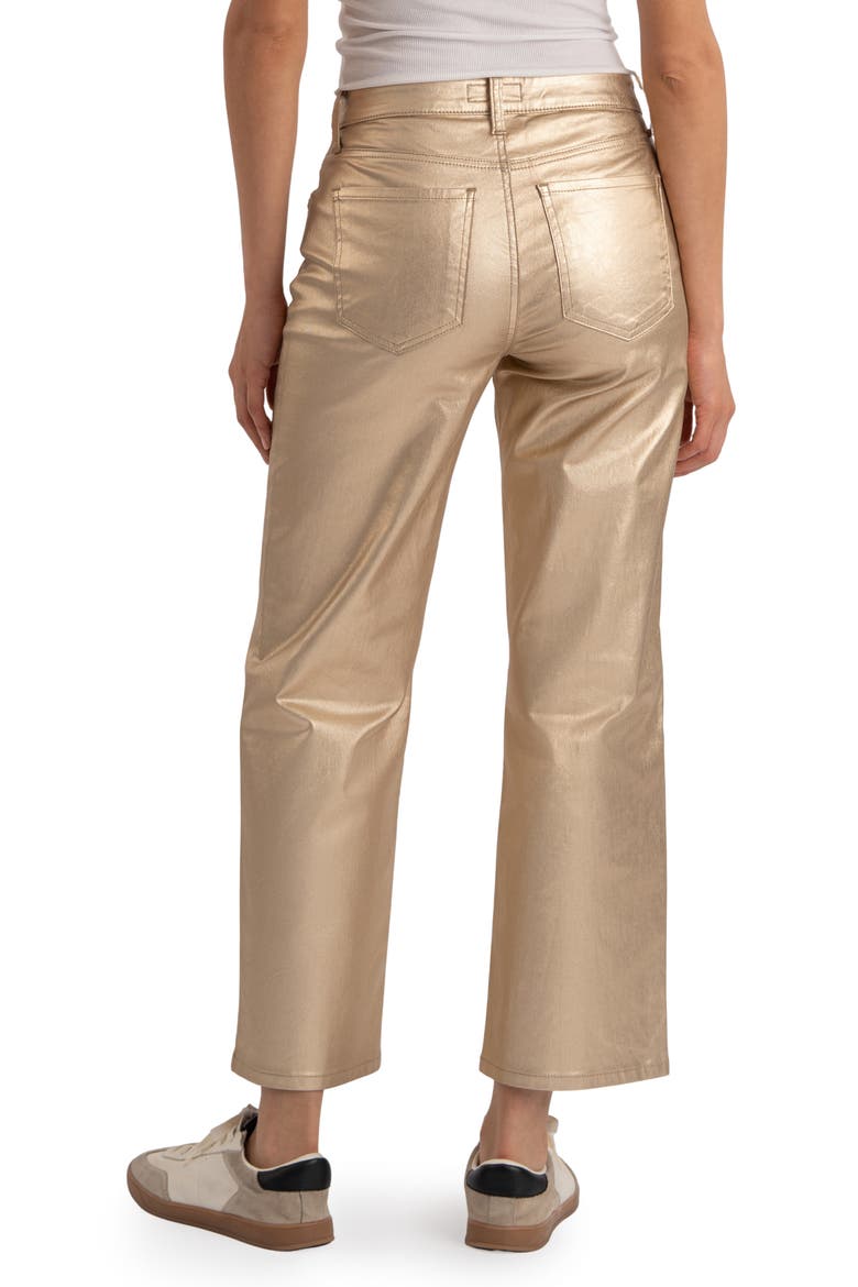 High Waist Coated Ankle Wide Leg Jeans, Alternate, color, GOLD