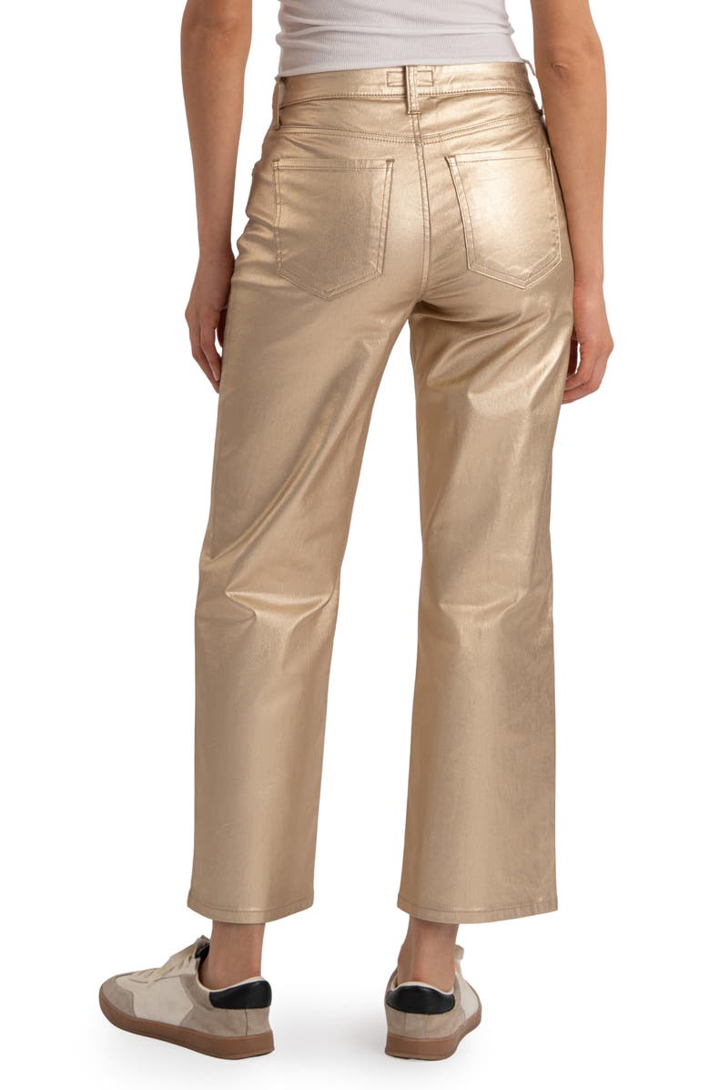 SWAT FAME High Waist Coated Ankle Wide Leg Jeans, Alternate, color, Gold