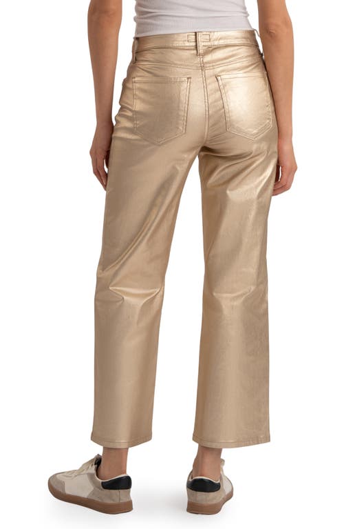 Swat Fame High Waist Coated Ankle Wide Leg Jeans In Gold