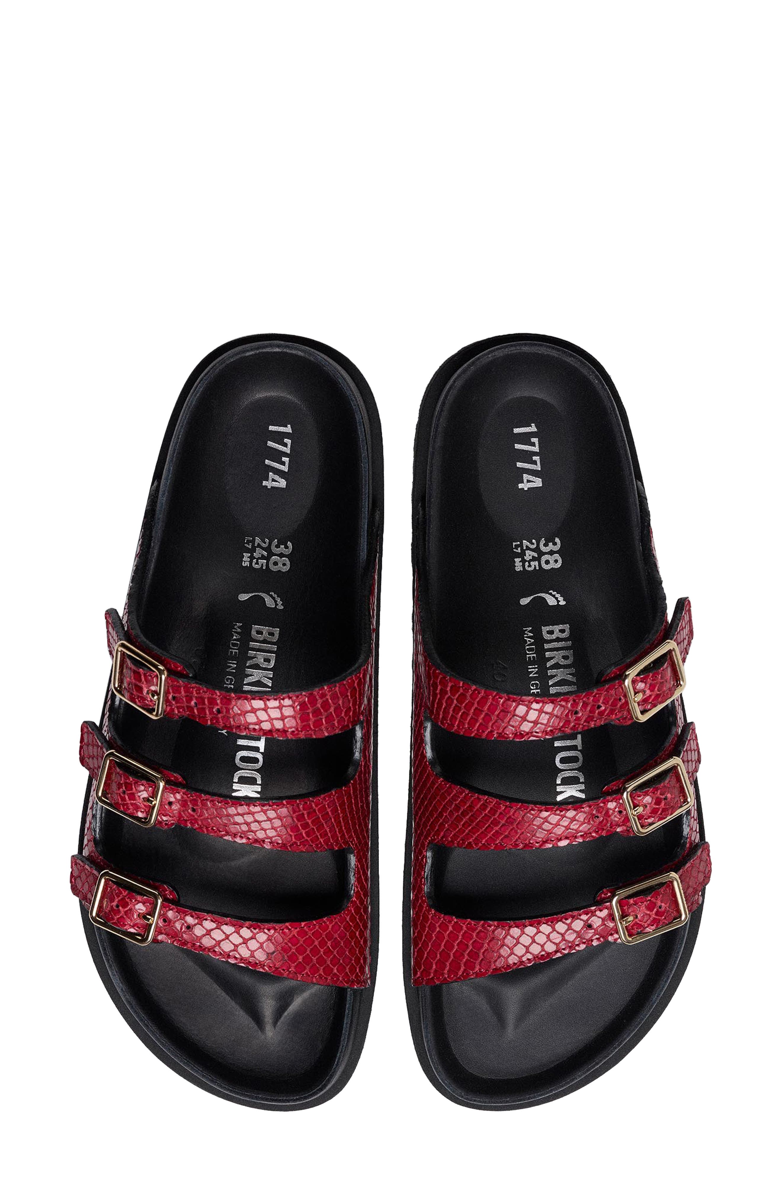 1774 BIRKENSTOCK Florida Snakeskin Embossed Leather Buckle Slide Sandal, Alternate, color, 