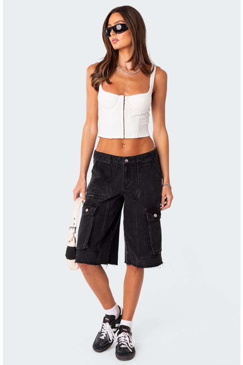 Isadora Rib Corset Crop Top, Alternate, color, WHITE