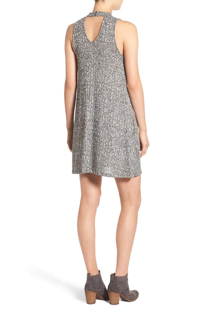 Rib Knit Swing Dress, Alternate, color, BLACK HEATHER