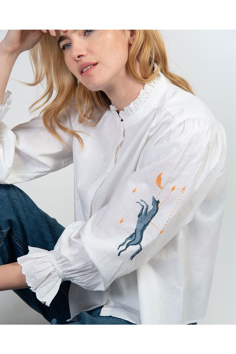 Clover Equestrian Blouse, Alternate, color, White