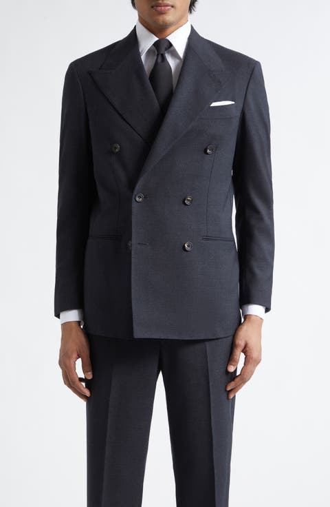 Double Breasted Virgin Wool Hopsack Blazer