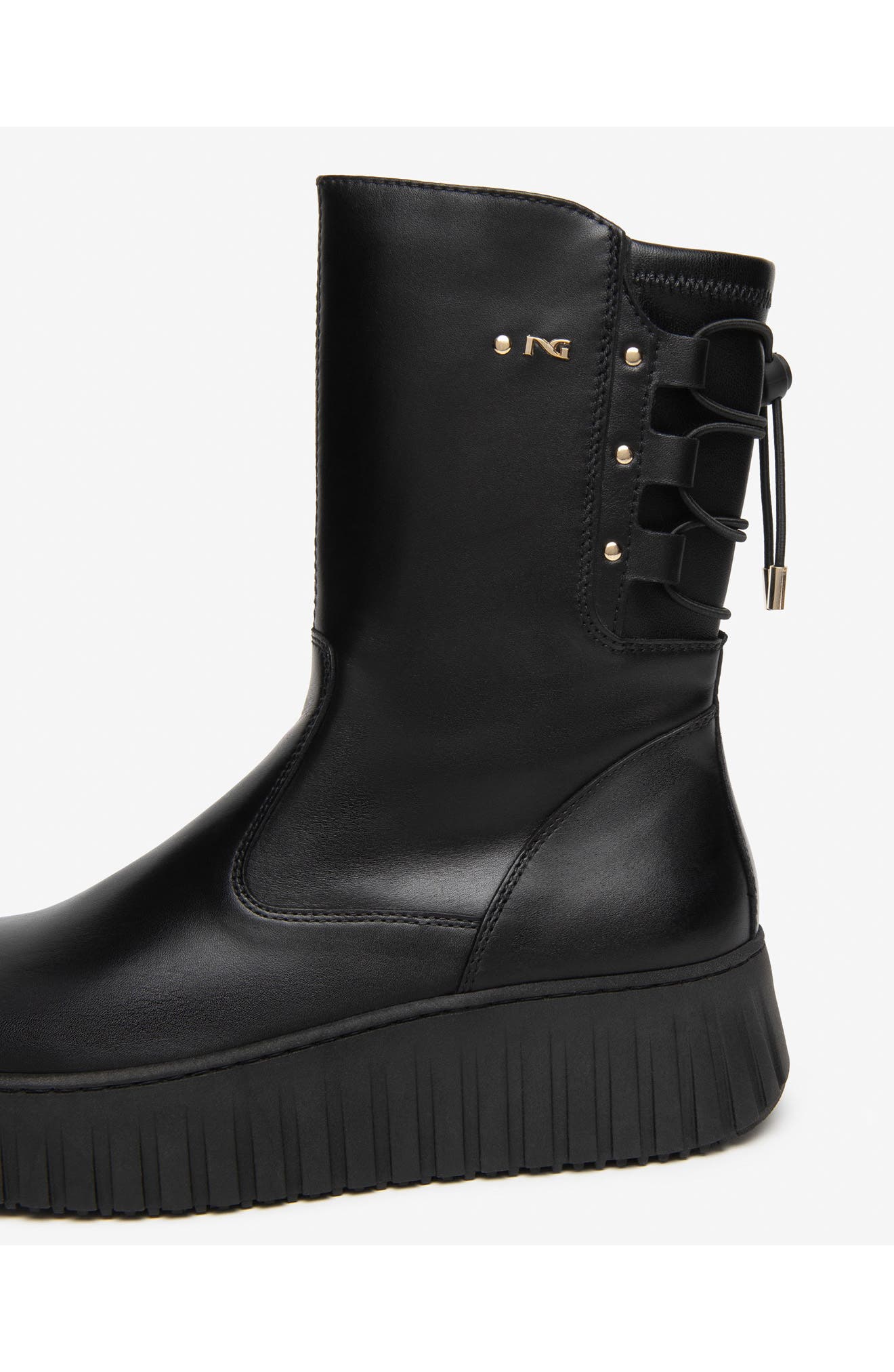 Sport Wedge Leather Boot, Alternate, color, BLACK