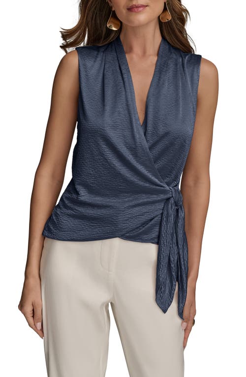 Donna Karan New York Textured Satin Sleeveless Wrap Top