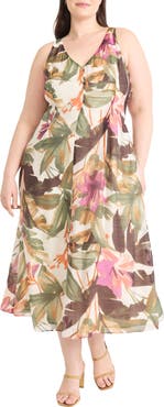 Maggy London Floral Print Sleeveless Maxi Dress