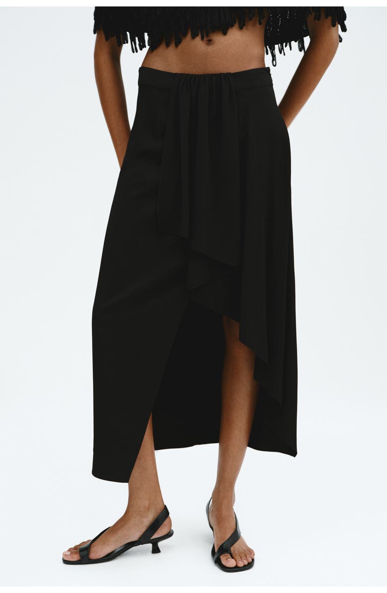 H&M Draped-panel Asymmetric Skirt, Alternate, color, 