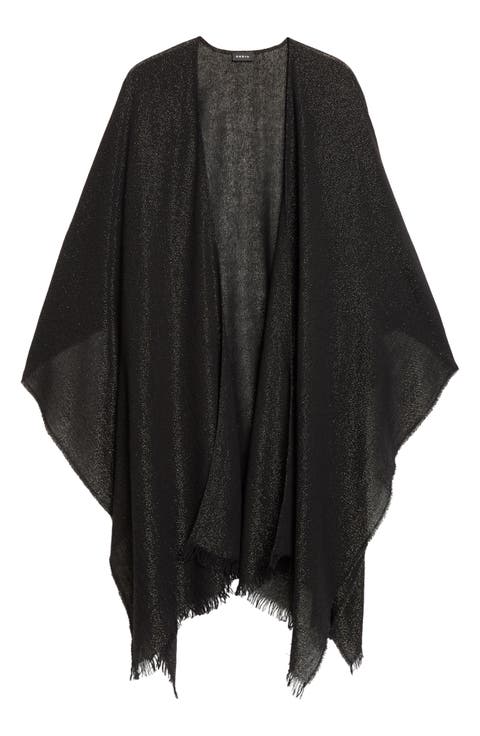 Metallic Wool & Cashmere Blend Cape