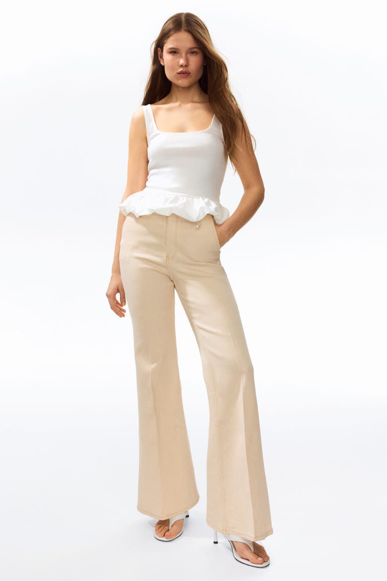 Bootcut High Waist Jeans, Alternate, color, Light beige