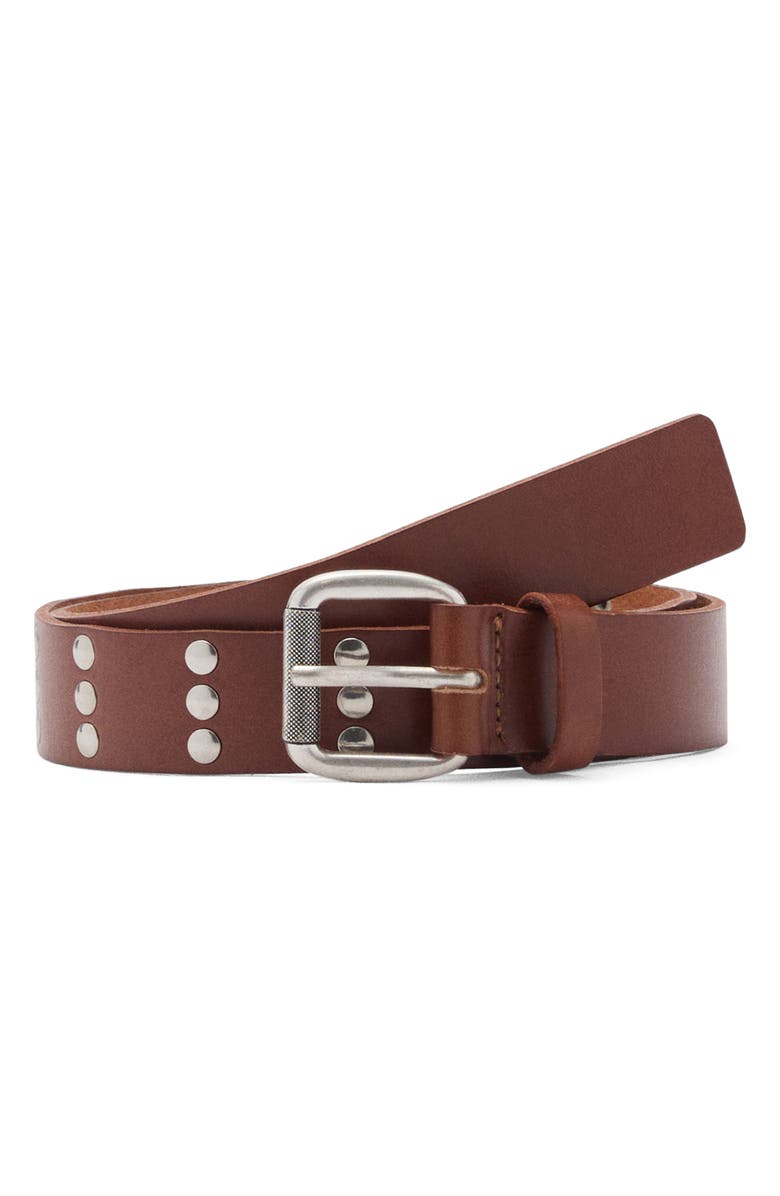 MANGO Studded Leather Belt, Main, color, 