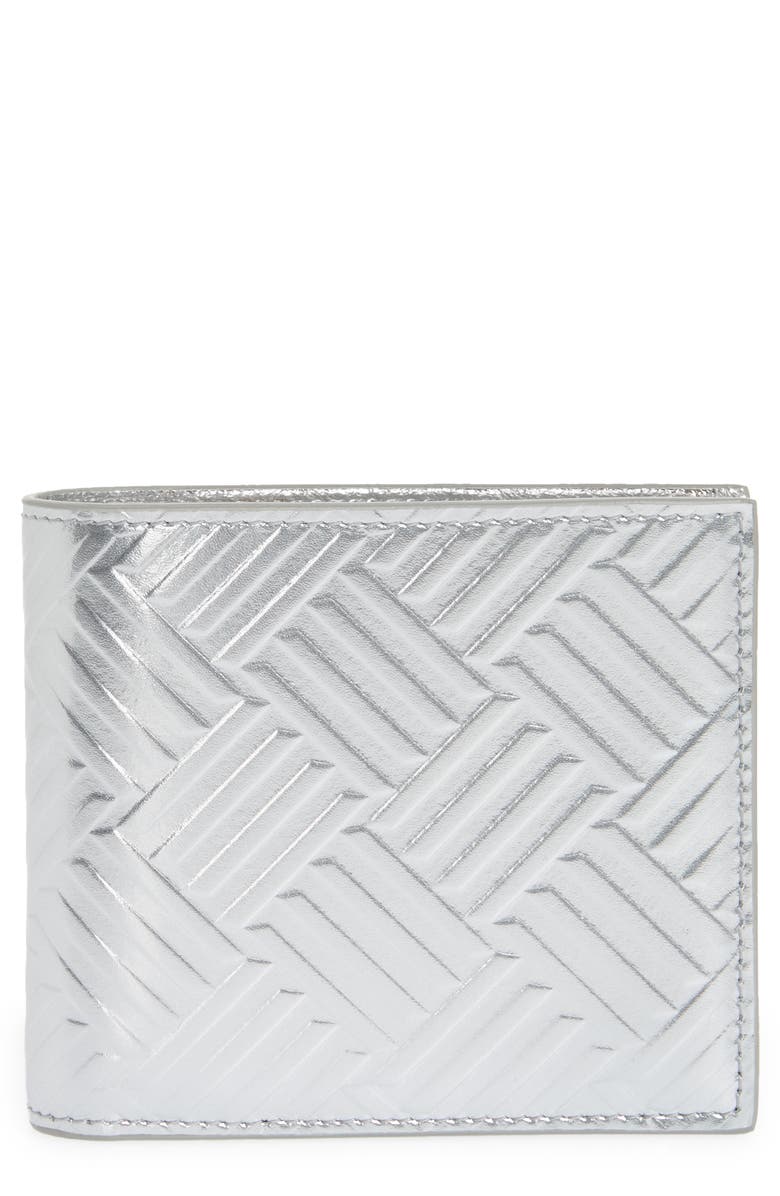 Bottega Veneta Embossed Intrecciato Metallic Leather Bifold Wallet, Main, color,