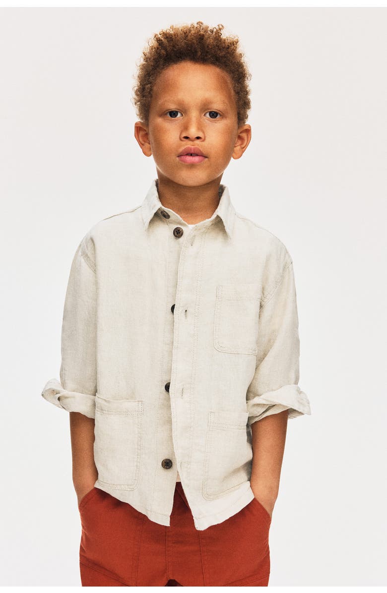 H&M Linen Overshirt, Alternate, color, Light Beige