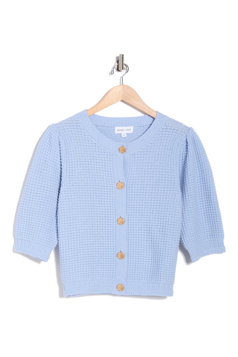 Elbow Length Sleeve Cardigan, Alternate, color, LIGHT BLUE
