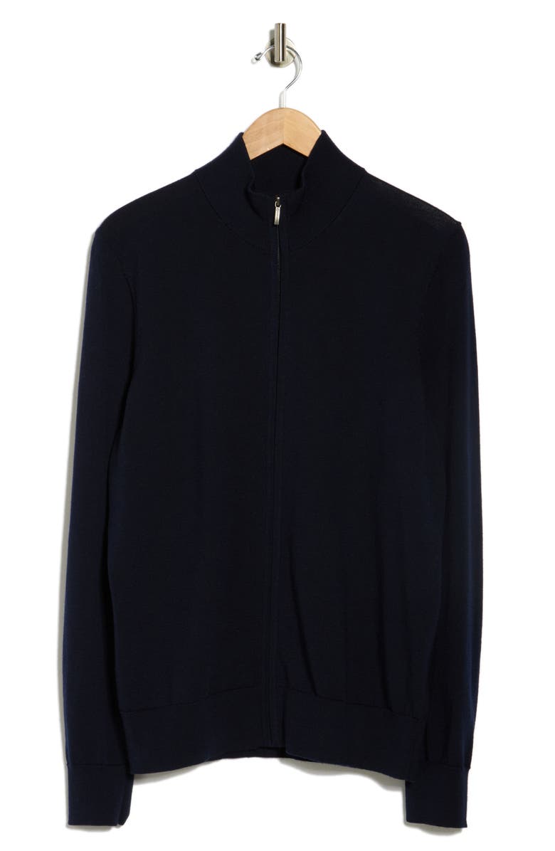 Brooks Brothers Wool Full Zip Sweater, Alternate, color, Navy
