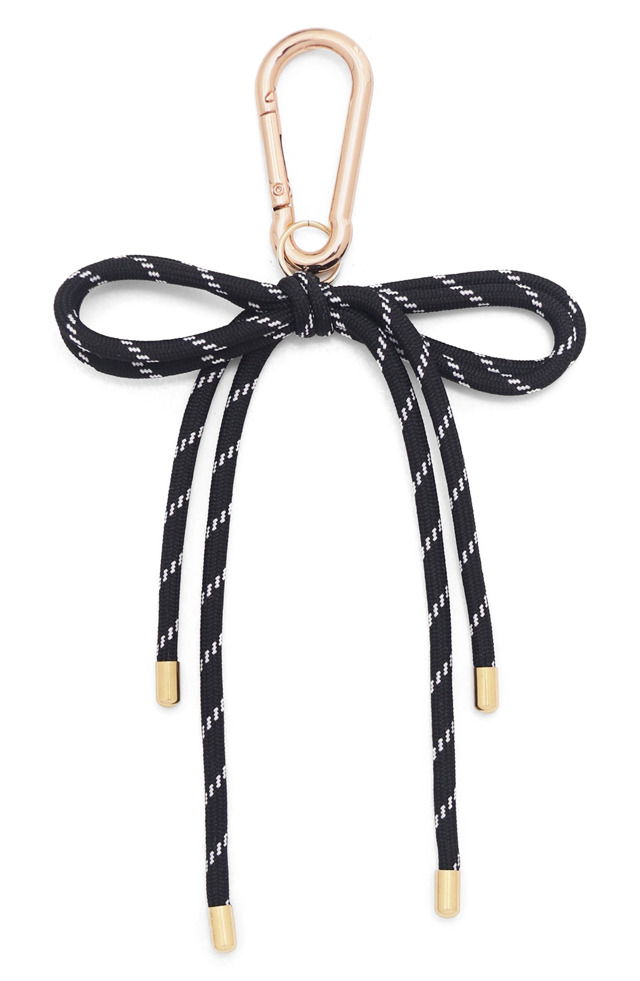 Paracord Bow Key Chain, Main, color, BLACK/ GOLD
