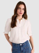 Baukjen Bryony Mandarin Collar Textured Blouse