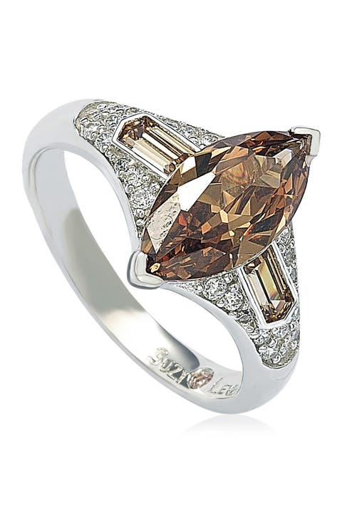 Sterling Silver Brown CZ Marquise Ring