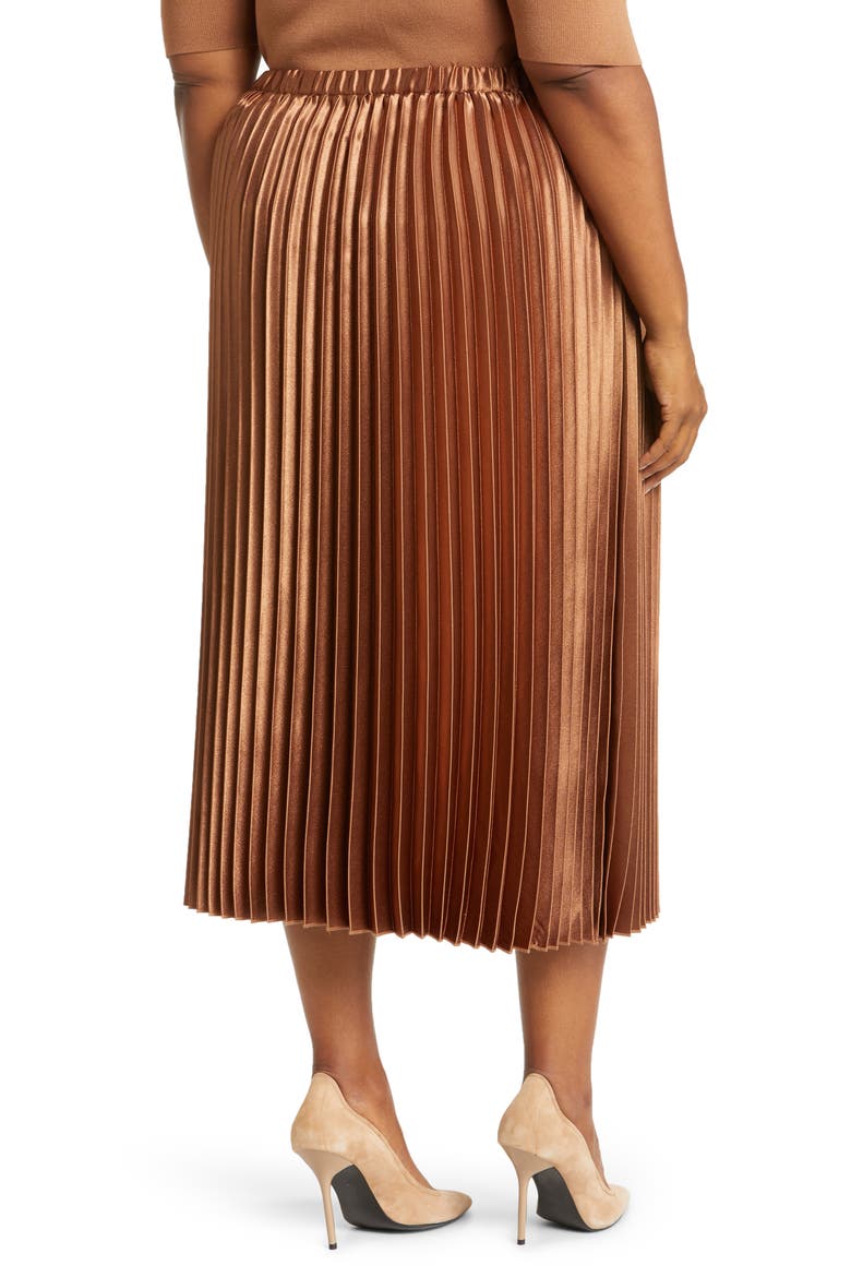 Pleated Satin Midi Skirt, Alternate, color, VICUNA