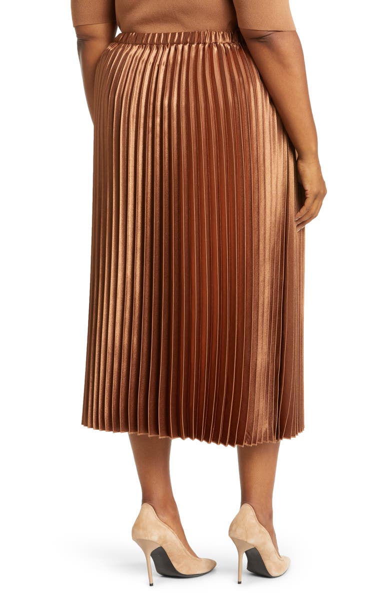 Anne Klein Pleated Satin Midi Skirt, Alternate, color, 