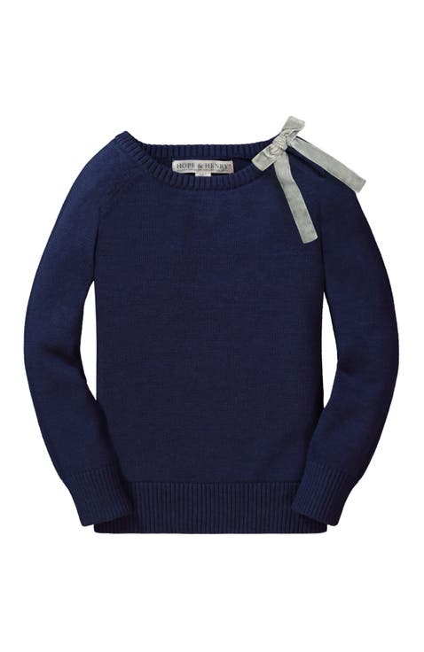 Baby Girls' French Sweater with Velvet Bow, Infant