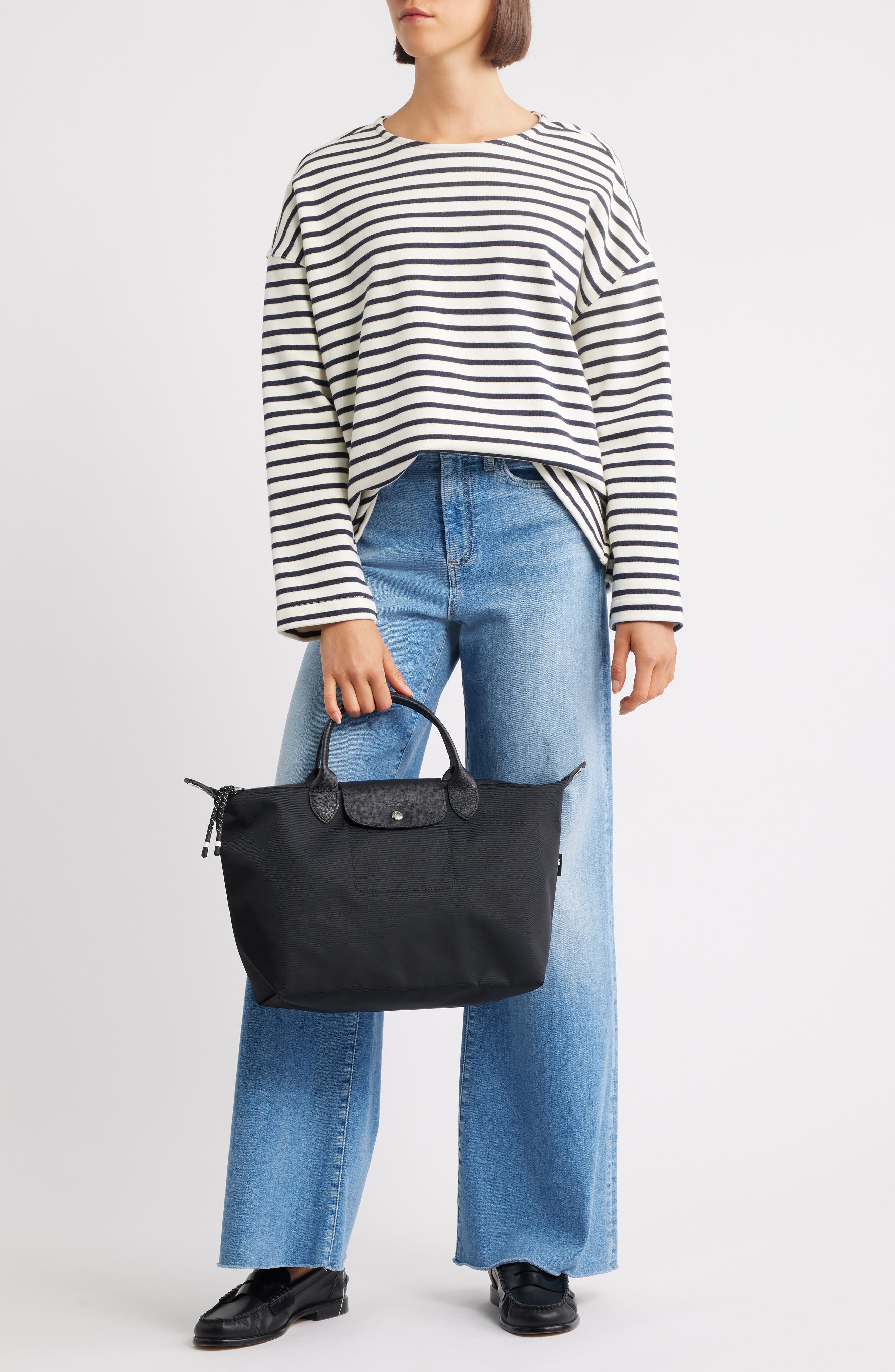 Longchamp Large Le Pliage Energy Recycled Canvas Hobo Bag, Alternate, color, Black