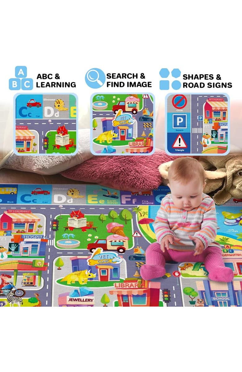 Quokka Baby Mat for Floor Play for Babies 6-12 Months - Super Soft ABC Play Mat for Toddlers 1-3, Alternate, color, City