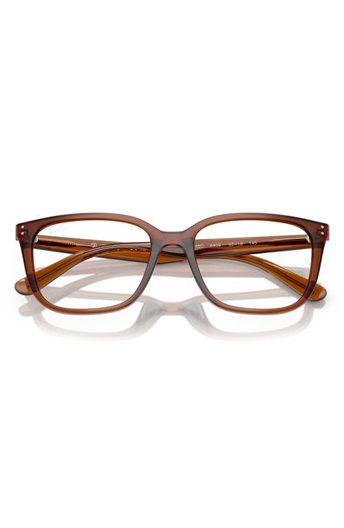 Ray Ban Ray-ban 55mm Square Optical Glasses In Transparent Brown