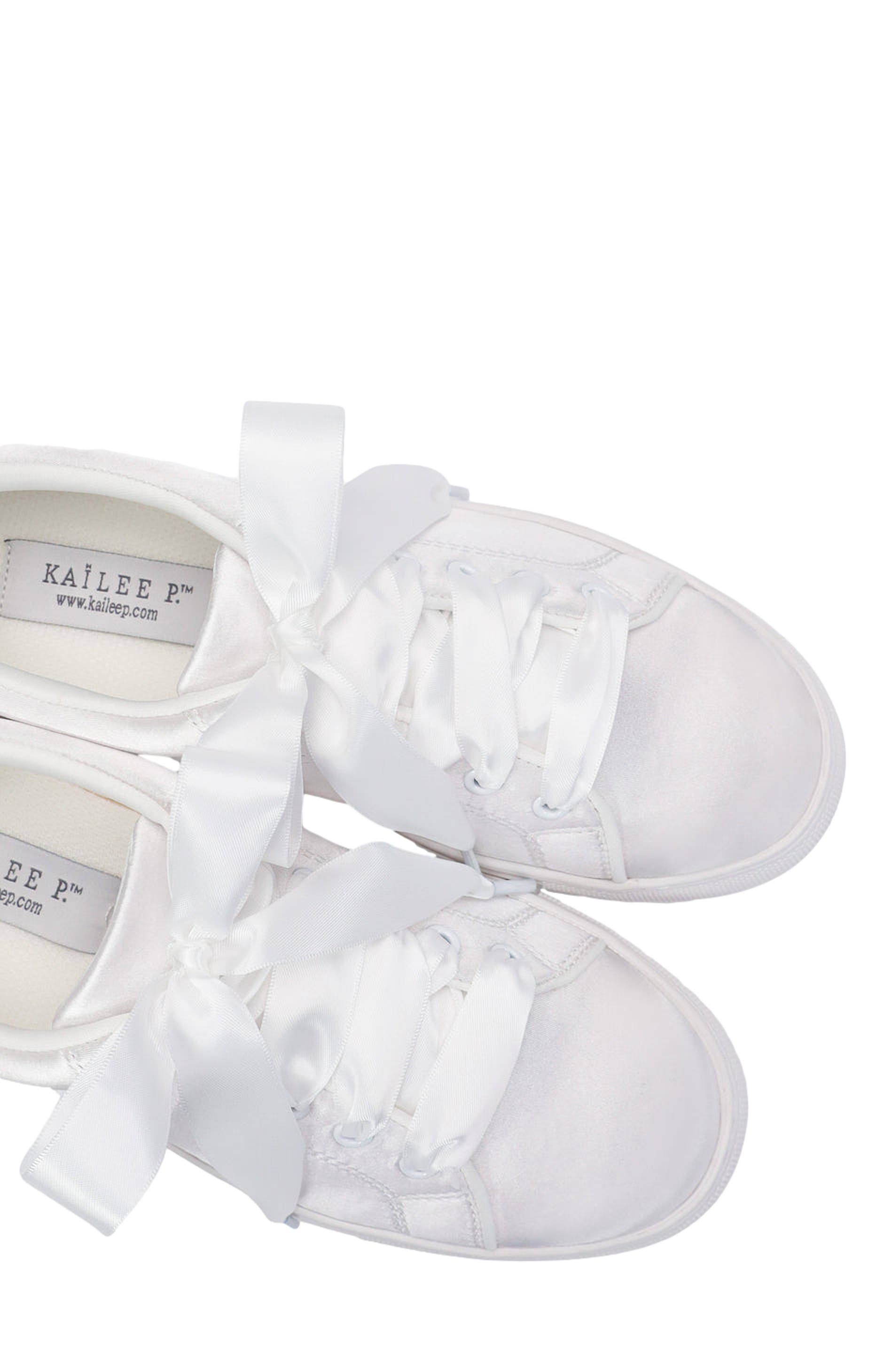 Lucy Satin Wedding Platform Sneakers, Alternate, color, White