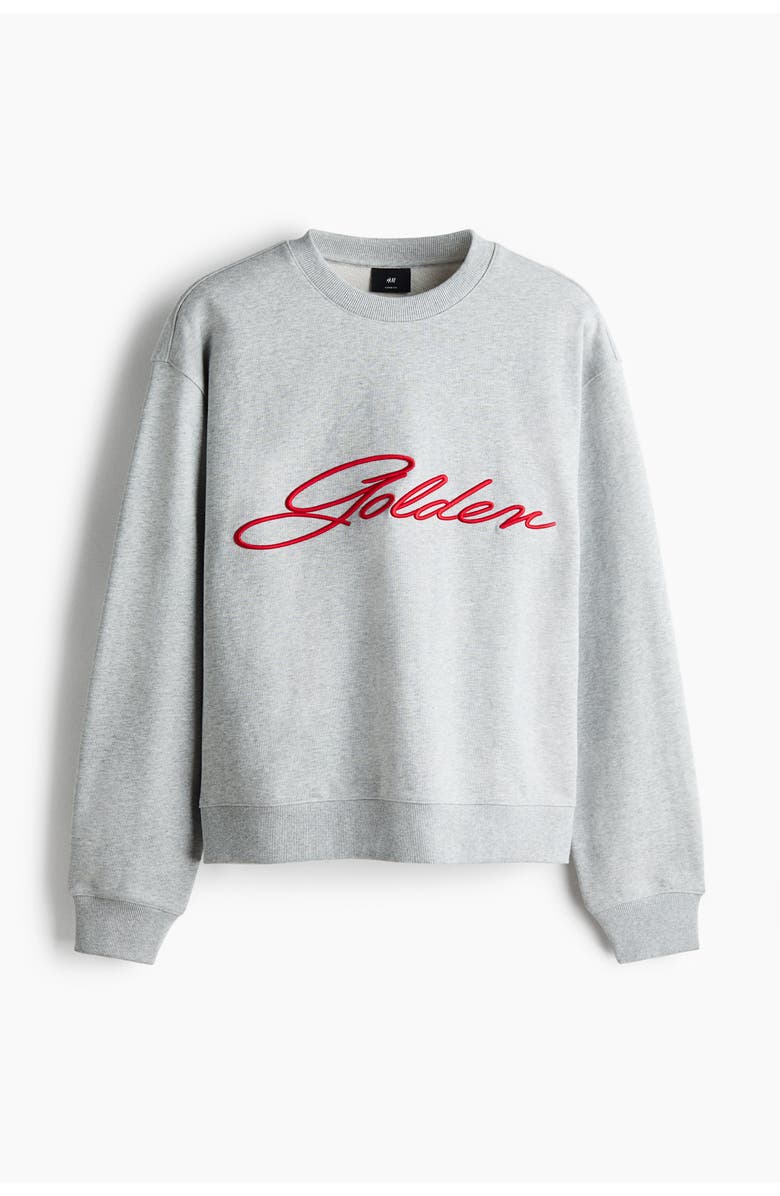 H&M Loose Fit Sweatshirt, Main, color, Light Grey Marl/Golden