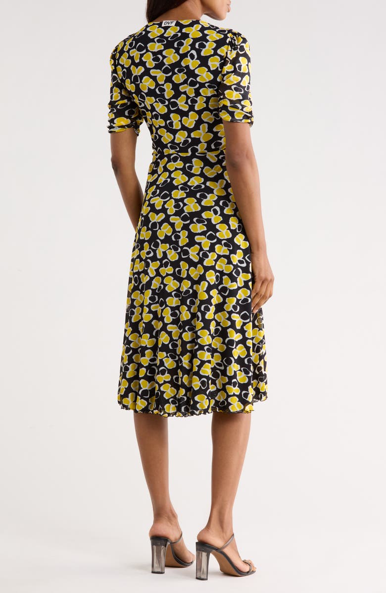 Diane von Furstenberg Koren Reversible Short Sleeve Mesh Midi Dress, Alternate, color, Paper Sun Small Yellow