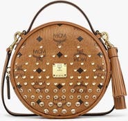 MCM Pina Tambourine Crossbody in Gold Crystal Visetos