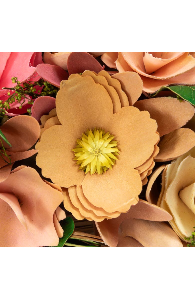 Northlight Mixed Floral and Foliage Artificial Valentine's Day Heart Wreath - 12.25" - Pink and Yellow, Alternate, color, 